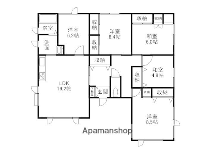 北海道札幌市西区西野二条9丁目の賃貸マンションの間取り