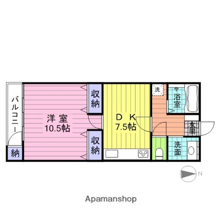 宮城県多賀城市八幡4丁目の賃貸アパート2の間取り