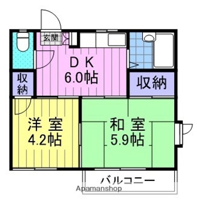 宮城県多賀城市新田字後の賃貸アパートの間取り
