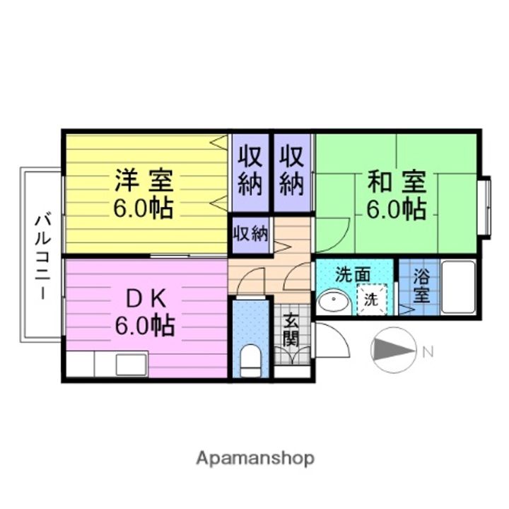 宮城県多賀城市中央1丁目の賃貸アパートの間取り