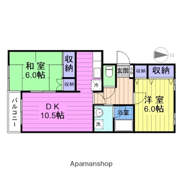 宮城県仙台市宮城野区福田町2丁目の賃貸マンションの間取り