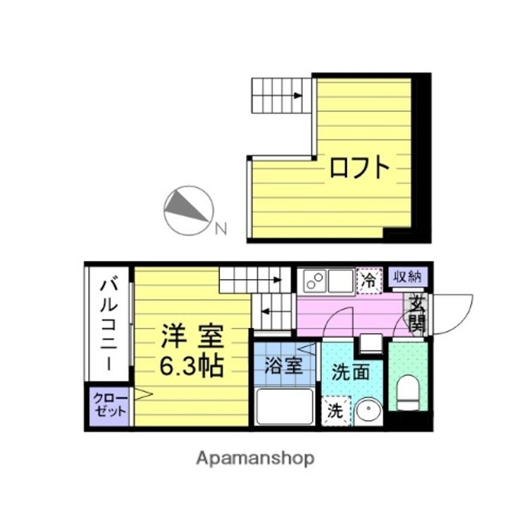 宮城県仙台市宮城野区出花3丁目の賃貸アパートの間取り
