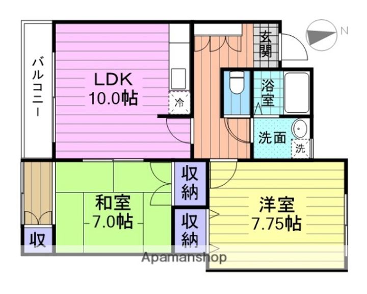 エクセルシャトー一森山A棟202号室の間取り