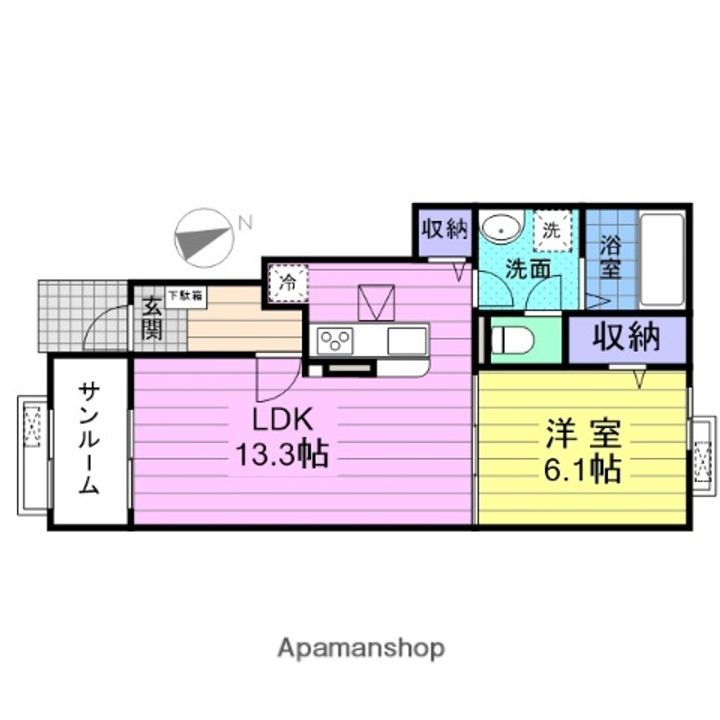 グレースヒルズGAMO B棟の間取り