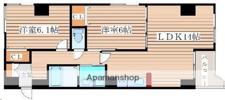 宮城県仙台市青葉区栗生6丁目の賃貸マンションの間取り