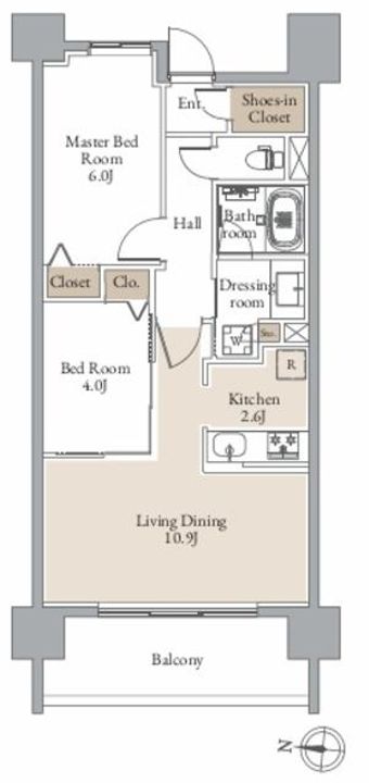 レジディア仙台北四番丁プレイスの間取り