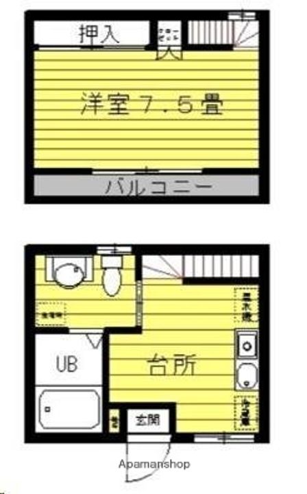 宮城県仙台市青葉区木町通2丁目の賃貸アパートの間取り