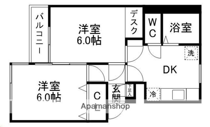 宮城県仙台市青葉区上杉5丁目の賃貸マンションの間取り