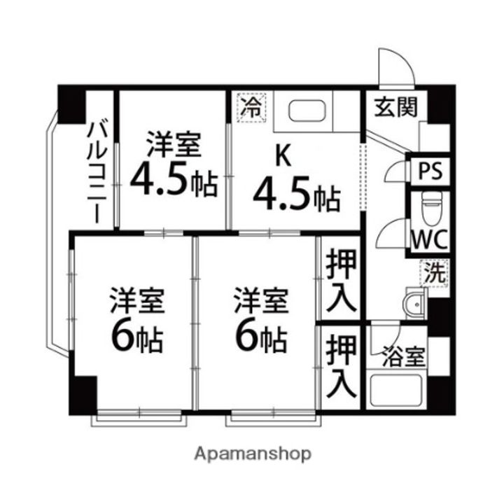 裳榮ハイツ401の間取り