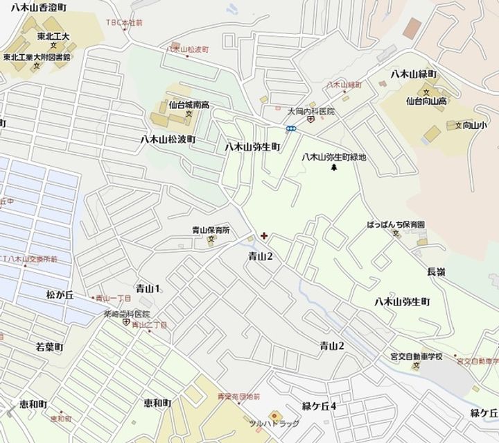 八木山ハイツ(西側)の周辺