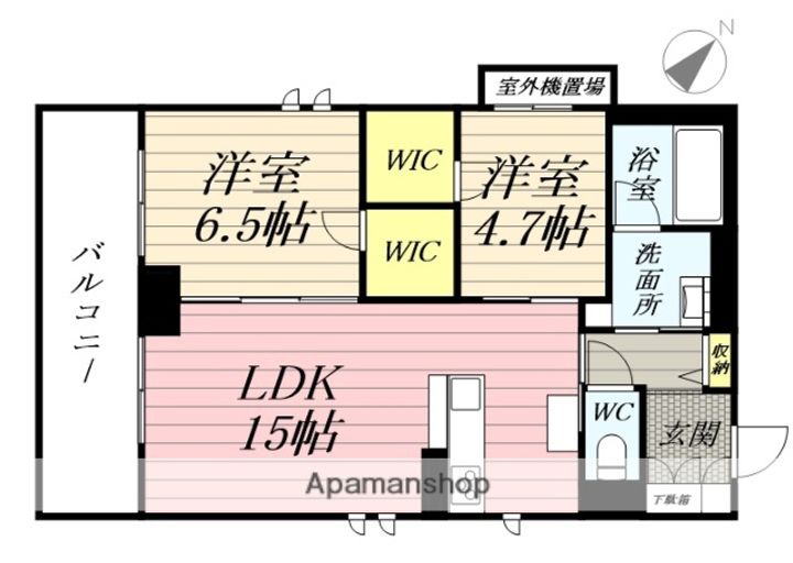 宮城県仙台市若林区元茶畑の賃貸マンションの間取り