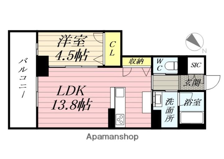 宮城県仙台市若林区元茶畑の賃貸マンションの間取り