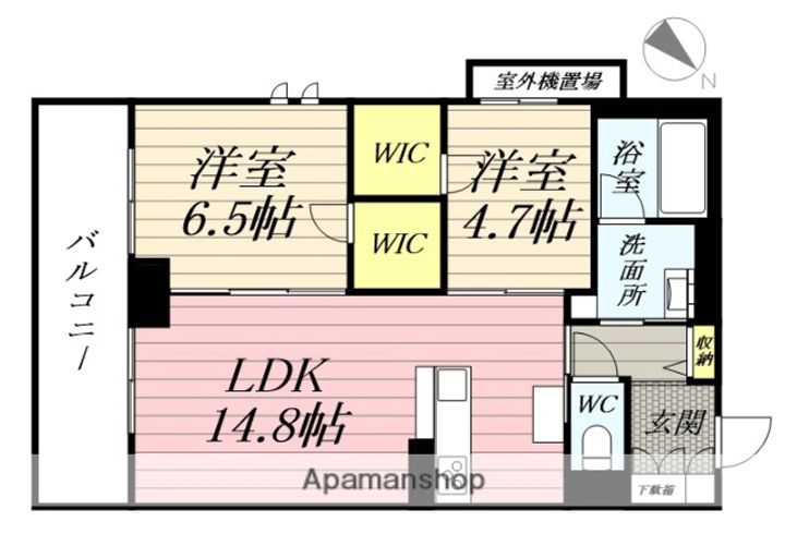 宮城県仙台市若林区元茶畑の賃貸マンションの間取り