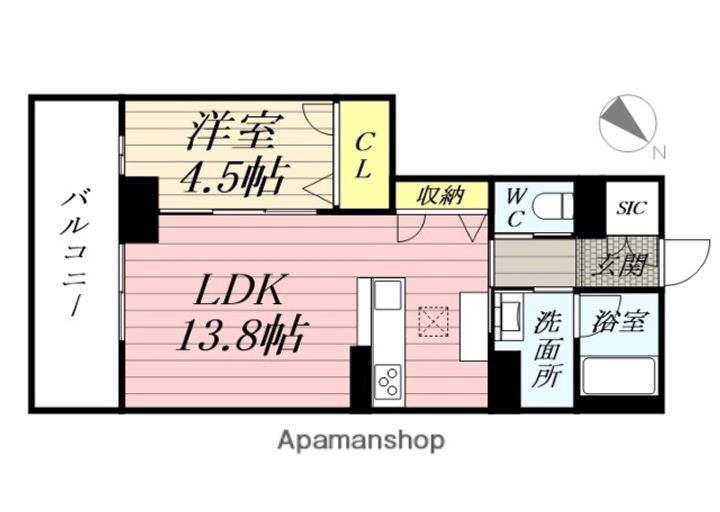 宮城県仙台市若林区元茶畑の賃貸マンションの間取り