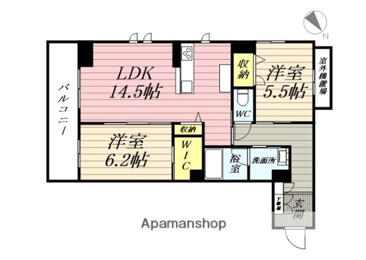 宮城県仙台市若林区元茶畑の賃貸マンションの間取り