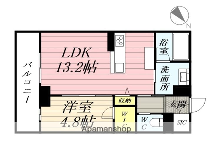 宮城県仙台市若林区元茶畑の賃貸マンションの間取り