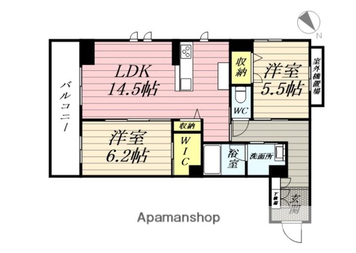 宮城県仙台市若林区元茶畑の賃貸マンションの間取り