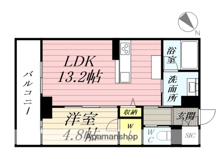 宮城県仙台市若林区元茶畑の賃貸マンションの間取り
