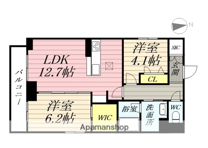 宮城県仙台市若林区新寺4丁目の賃貸マンションの間取り