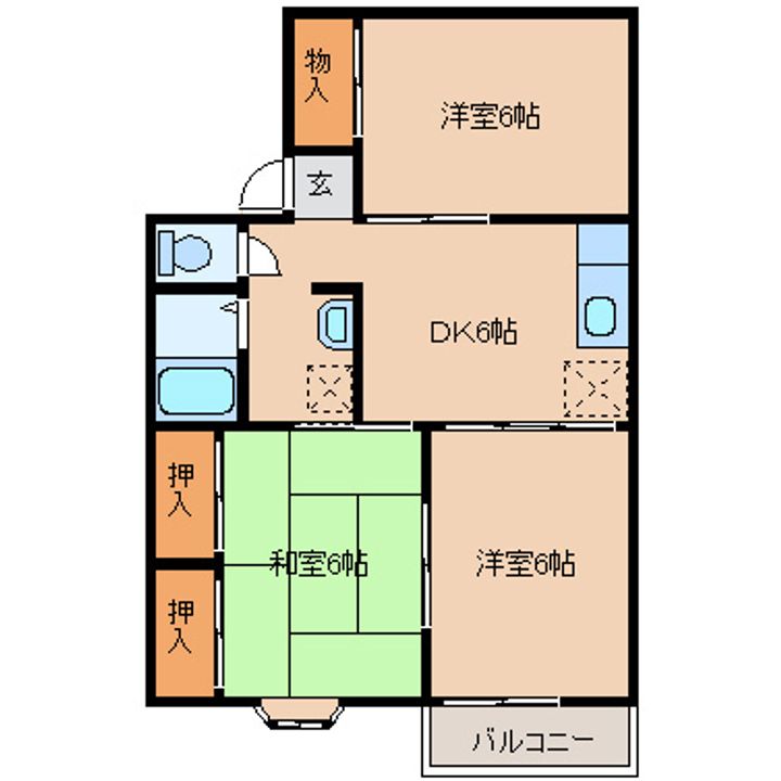 宮城県仙台市宮城野区福室3丁目の賃貸アパートの間取り