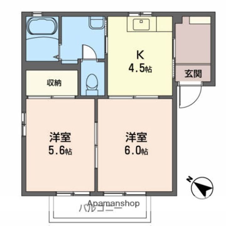 秋田県秋田市牛島西1丁目の賃貸アパートの間取り