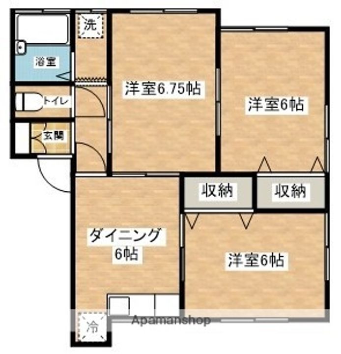 秋田県大仙市美原町の賃貸アパート205の間取り