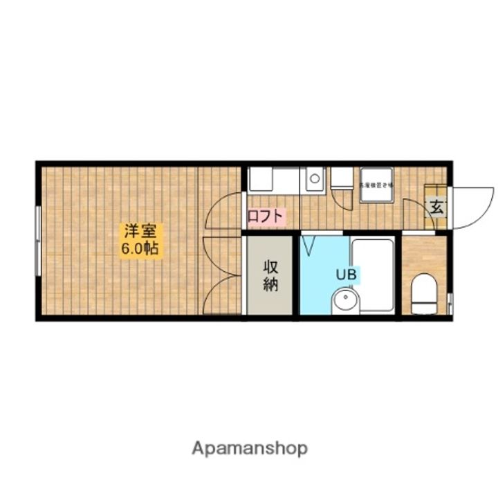 秋田県秋田市山王中島町の賃貸アパート103の間取り
