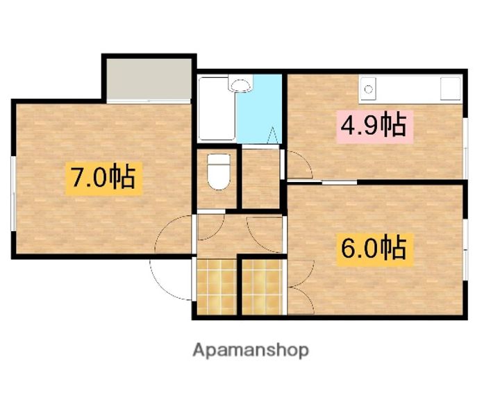 秋田県秋田市牛島西2丁目の賃貸アパート103の間取り