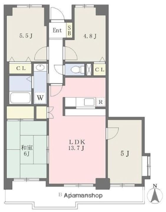秋田県秋田市山王3丁目の賃貸マンションの間取り