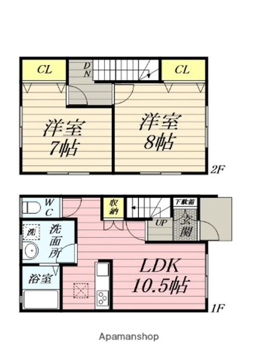 秋田県横手市十文字町仁井田字屋布西の賃貸アパートFの間取り