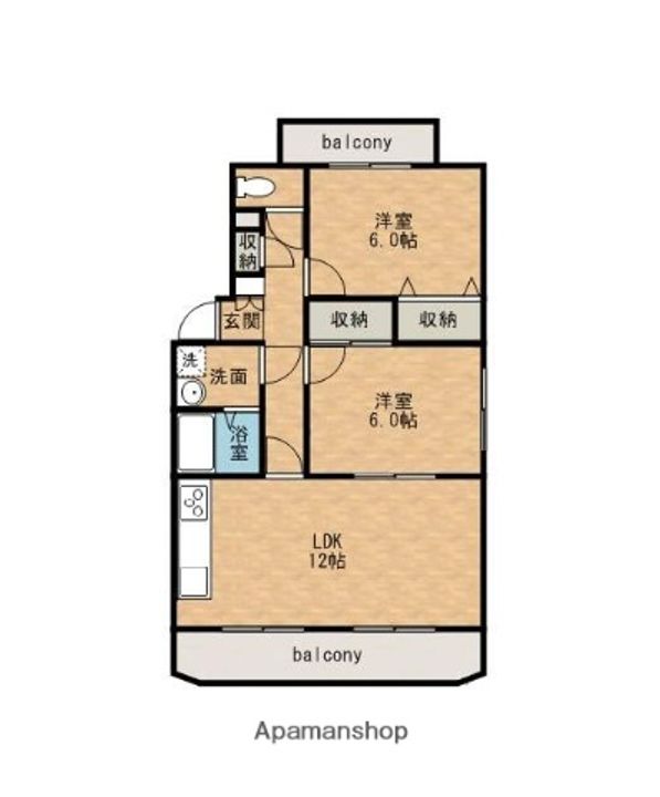 秋田県秋田市泉中央3丁目の賃貸マンション202の間取り