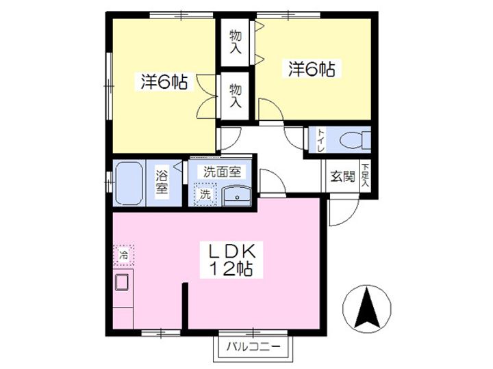 秋田県秋田市寺内後城の賃貸アパートの間取り