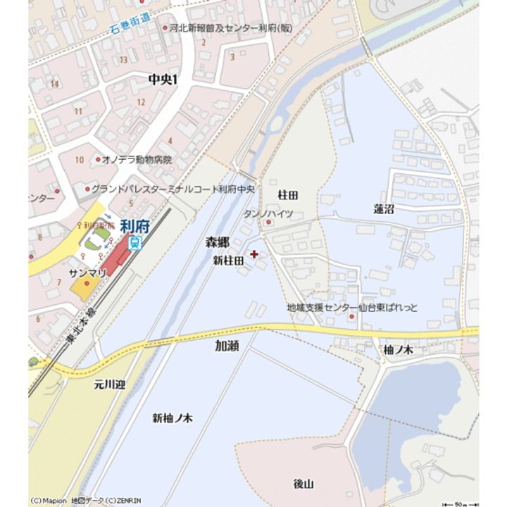 宮城県宮城郡利府町森郷字新柱田の賃貸アパートの周辺