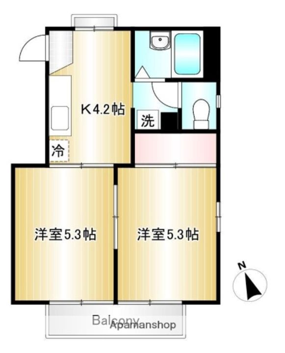 秋田県秋田市飯島緑丘町の賃貸アパートの間取り