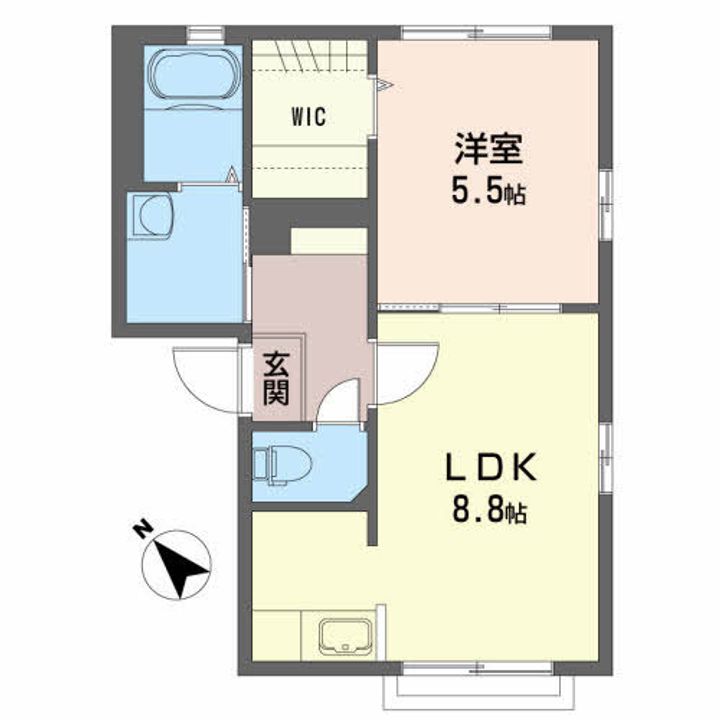 秋田県秋田市保戸野すわ町の賃貸アパートの間取り