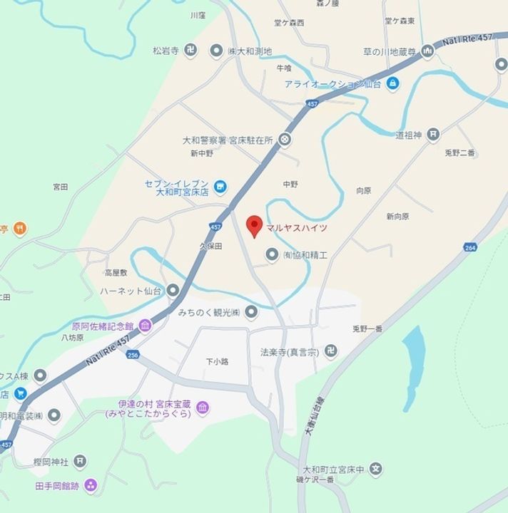 宮城県黒川郡大和町宮床字中野の賃貸アパートの周辺