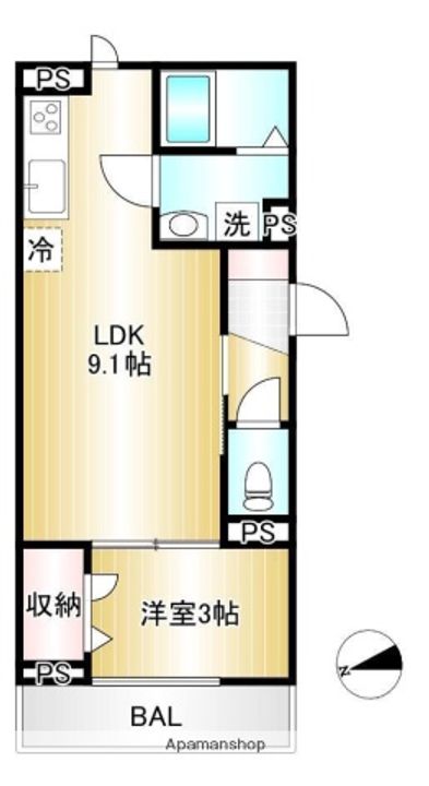 秋田県秋田市中通7丁目の賃貸アパートの間取り