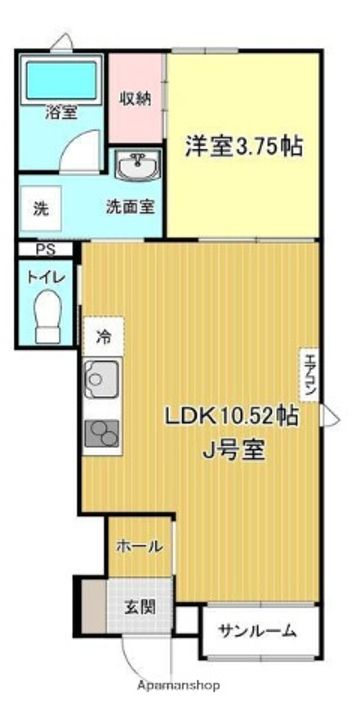 秋田県秋田市南通亀の町の賃貸アパートの間取り