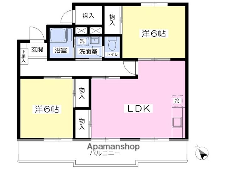 秋田県秋田市旭南3丁目の賃貸マンションの間取り