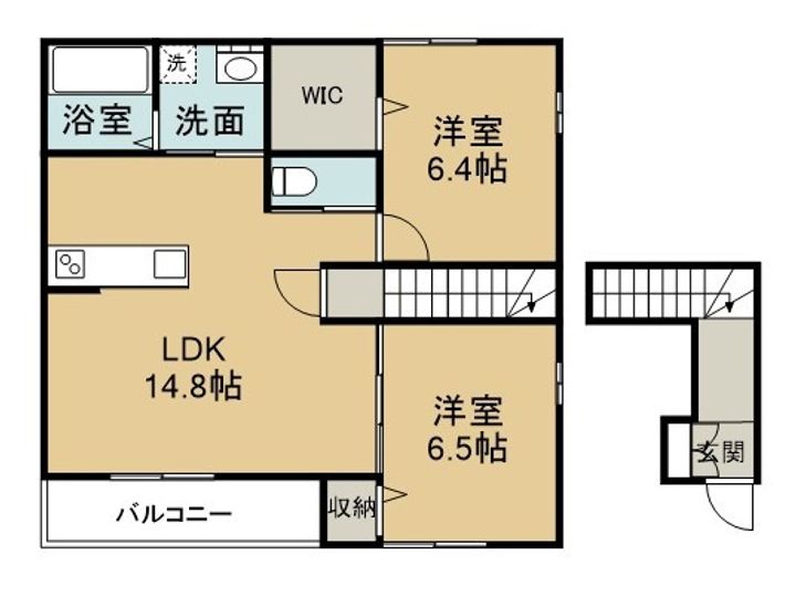 パークハイツ E202号室の間取り