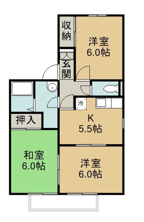 パークサイド中根台A棟101の間取り