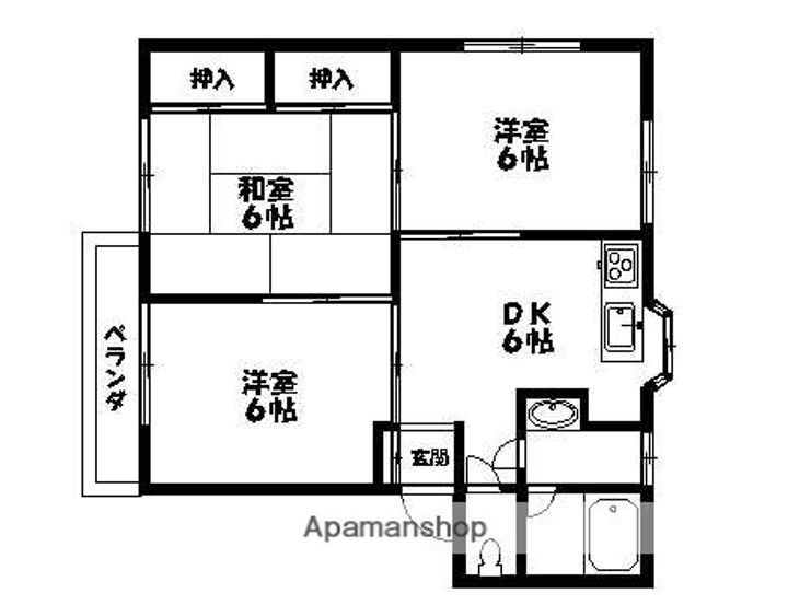 ヴィラⅠ西砂原後町202の間取り