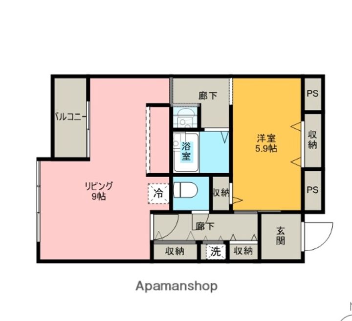 群馬県高崎市八島町の賃貸マンション401の間取り