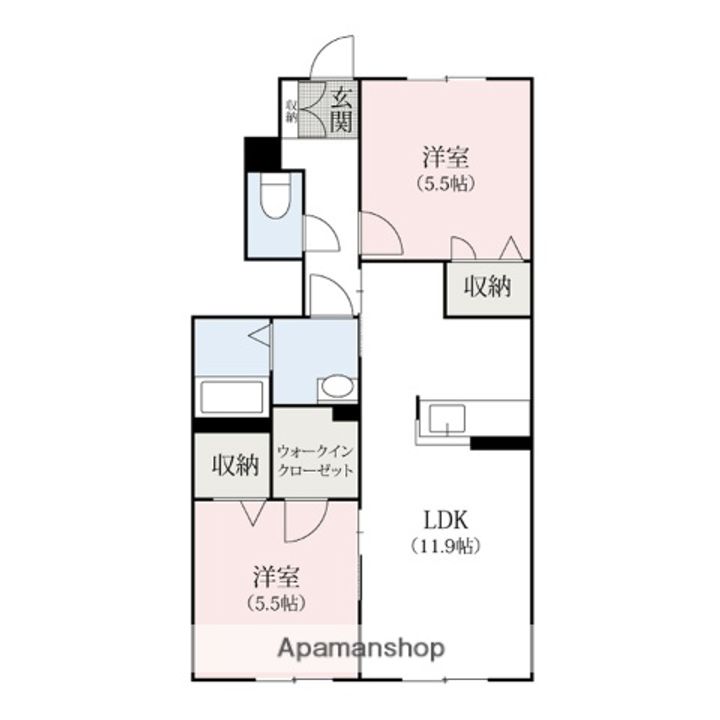 群馬県富岡市富岡の賃貸アパート103の間取り