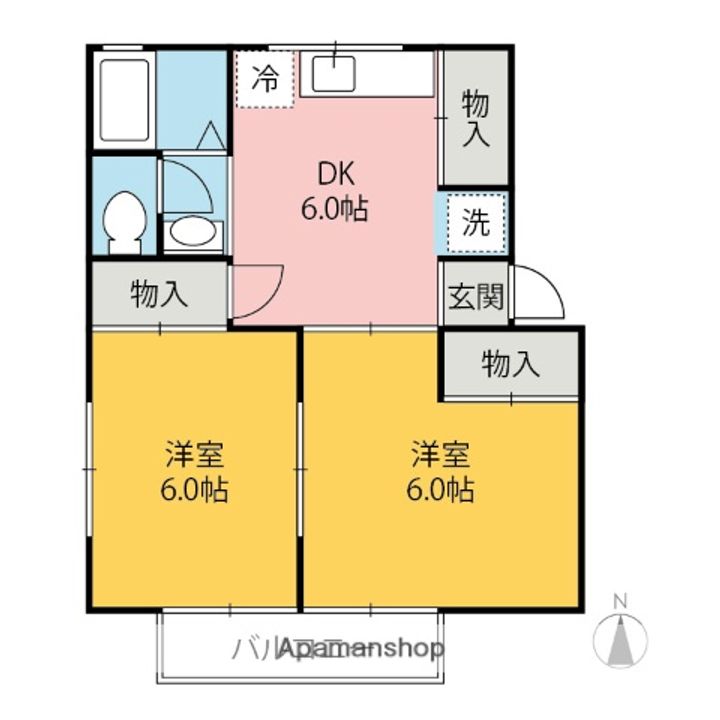 群馬県前橋市元総社町の賃貸アパート102の間取り