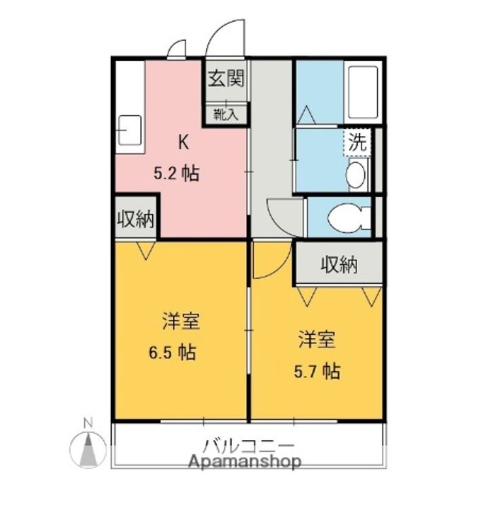 群馬県前橋市北代田町の賃貸アパートB101の間取り