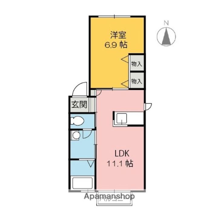 群馬県前橋市宮地町の賃貸アパートの間取り