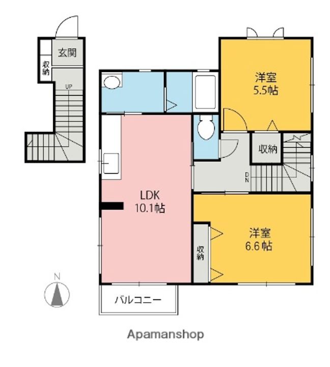 群馬県前橋市野中町の賃貸アパートB201の間取り
