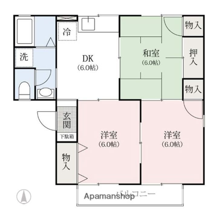 群馬県安中市高別当の賃貸アパートの間取り