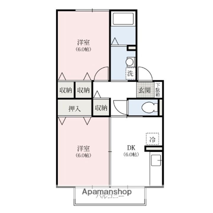 群馬県高崎市筑縄町の賃貸アパートの間取り